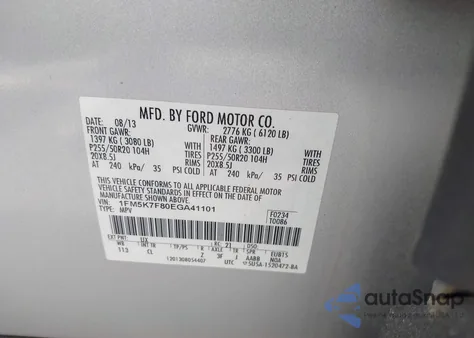 2014 Ford Explorer Limited from USA, damaged, VIN 1FM5K7F80EGA41101